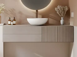 Lavatório de casa de banho redondo em solid surface - 40 cm - Branco - IMJA