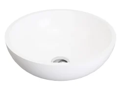 Lavatório de casa de banho redondo em solid surface - 40 cm - Branco - IMJA