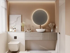 Lavatório de casa de banho redondo em solid surface - 40 cm - Branco - IMJA