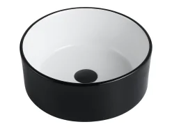 Lavatório de casa de banho redondo bicolor preto e branco 36 cm KANELLE II