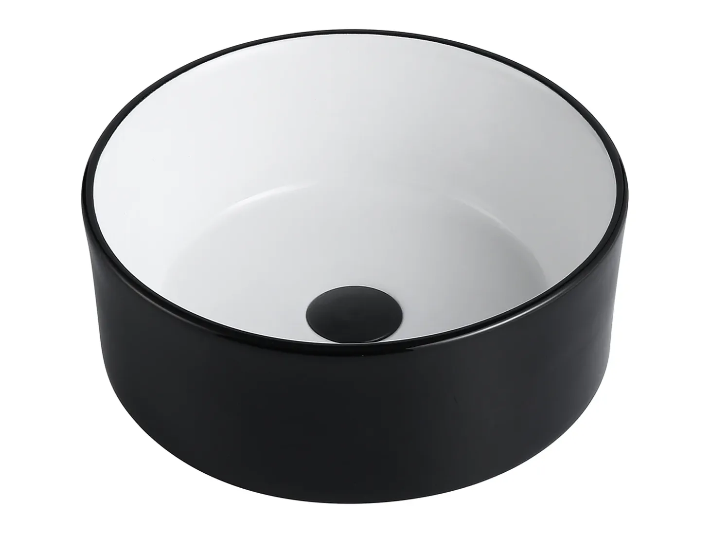 Lavatório de casa de banho redondo bicolor preto e branco 36 cm KANELLE II