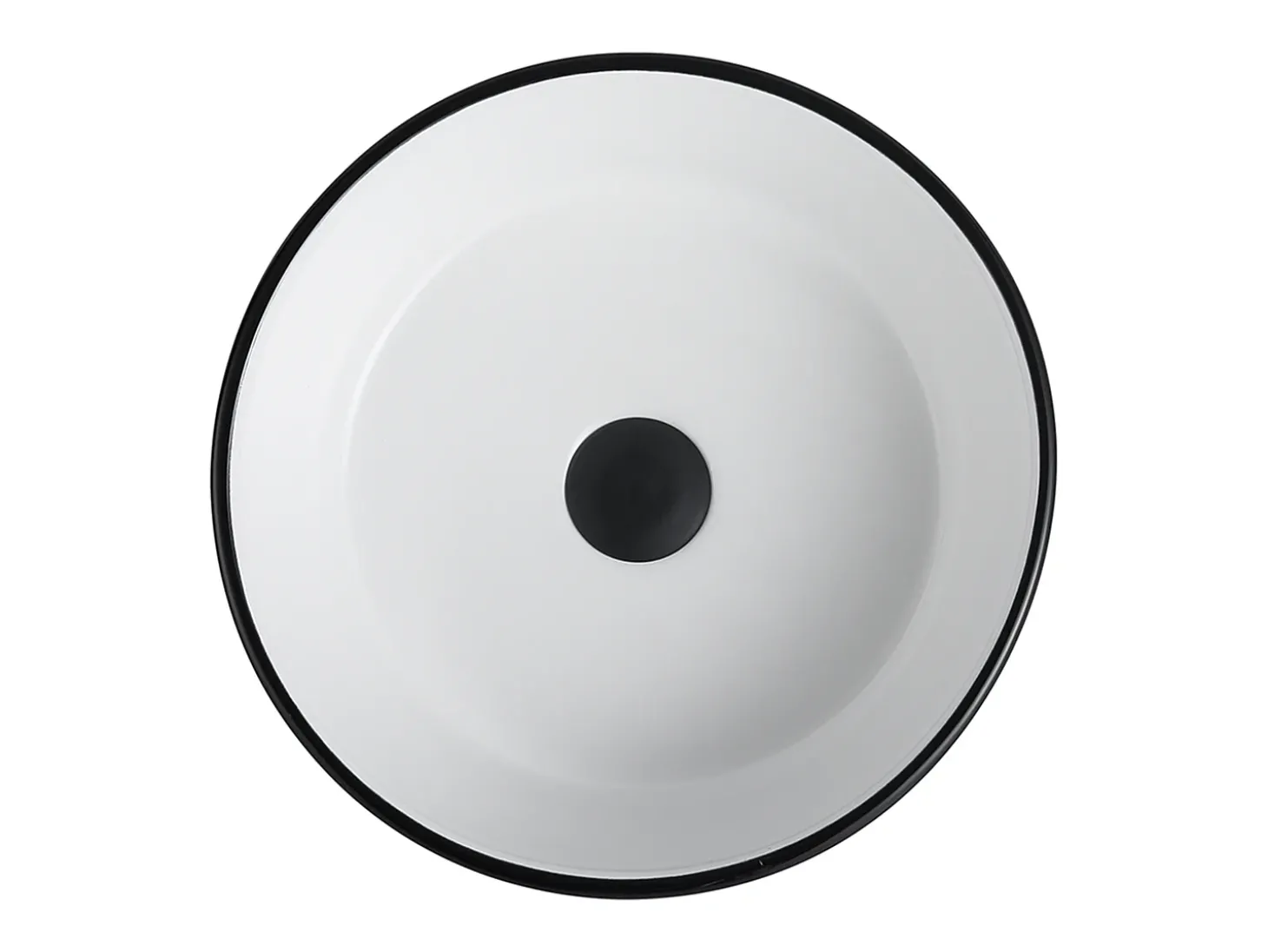 Lavatório de casa de banho redondo bicolor preto e branco 36 cm KANELLE II