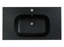 Lavatório de encastrar em resina efeito pedra preto C80 x L46 cm OKIWA
