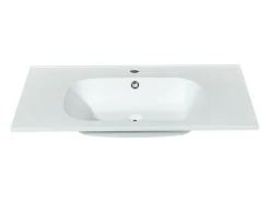 Lavatório de encastrar em resina efeito pedra branco C80 x L46 cm OKIWA