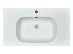 Lavatório de encastrar em resina efeito pedra branco C80 x L46 cm OKIWA