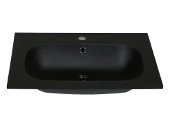 Lavatório de encastrar em resina efeito pedra preto C60 x L46 cm OKIWA
