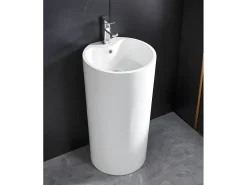 Lavatório de pé formato cilíndrico TOTAM - Resina cor branco