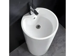 Lavatório de pé formato cilíndrico TOTAM - Resina cor branco