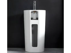 Lavatório de pé formato cilíndrico TOTAM - Resina cor branco