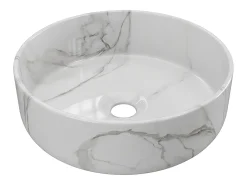 Lavatório de pousar branco efeito mármore C36 x A12 x L36 cm VIAMARBA