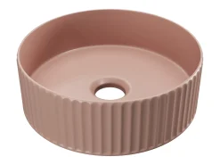 Lavatório de pousar cerâmica cor-de-rosa fosco estriado C36 x A12 x L36 cm PEDARA