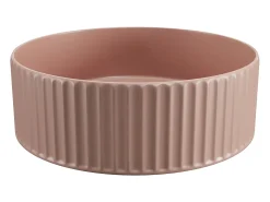 Lavatório de pousar cerâmica cor-de-rosa fosco estriado C36 x A12 x L36 cm PEDARA