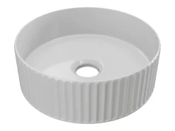 Lavatório de pousar cerâmica branco estriado, C36 x A12 x L36 cm PEDARA