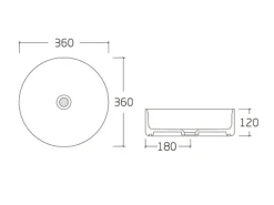 Lavatório de pousar cerâmica branco estriado, C36 x A12 x L36 cm PEDARA
