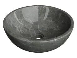 Lavatório de pousar em mármore - Preto - D40 cm - LAVIINO