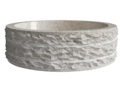 Lavatório de pousar em mármore cor creme D40 cm - CIRILA