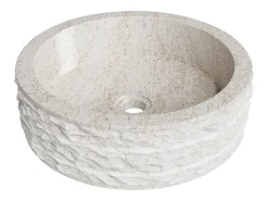 Lavatório de pousar em mármore cor creme D40 cm - CIRILA
