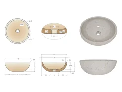 Lavatório de pousar em mármore cor creme D40 cm - LAVIINO