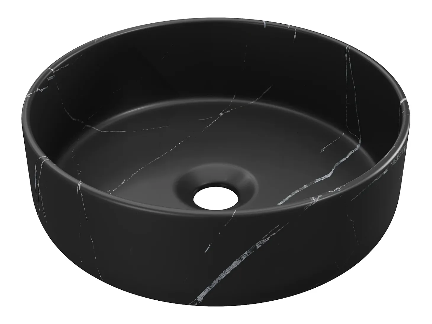 Lavatório de pousar preto efeito mármore C36 x A12 x L36 cm VIAMARBA