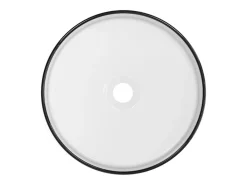 Lavatório de pousar redondo em cerâmica branco com borda preta, 36 cm - LENISO II