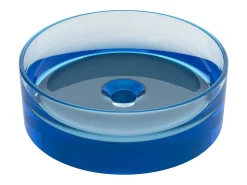 Lavatório de pousar redondo translúcido em resina, 40 cm, azul - SPAVO