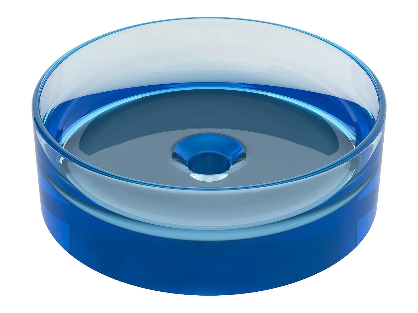 Lavatório de pousar redondo translúcido em resina, 40 cm, azul - SPAVO