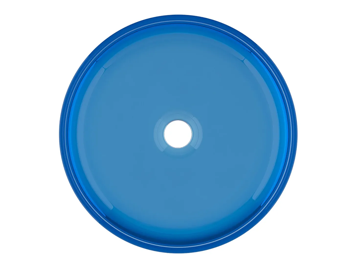 Lavatório de pousar redondo translúcido em resina, 40 cm, azul - SPAVO