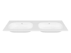Lavatório duplo de encastrar resina efeito pedra branco C120 x L46 cm ATIWA