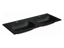 Lavatório duplo de encastrar em resina efeito pedra preto C120 x L46 cm ATIWA
