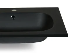Lavatório duplo de encastrar em resina efeito pedra preto C120 x L46 cm ATIWA