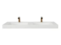 Lavatório duplo suspenso 120 cm em superfície sólida efeito mármore branco - KODIAK