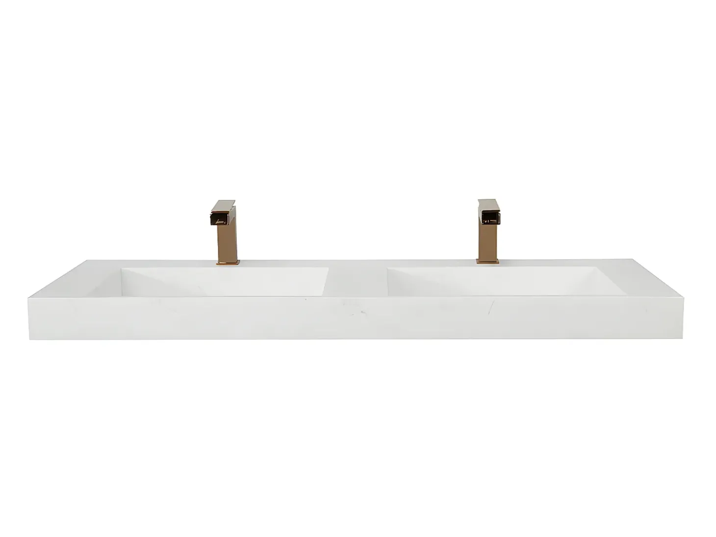 Lavatório duplo suspenso 120 cm em superfície sólida efeito mármore branco - KODIAK