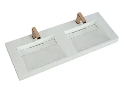 Lavatório duplo suspenso 120 cm em superfície sólida efeito mármore branco - KODIAK