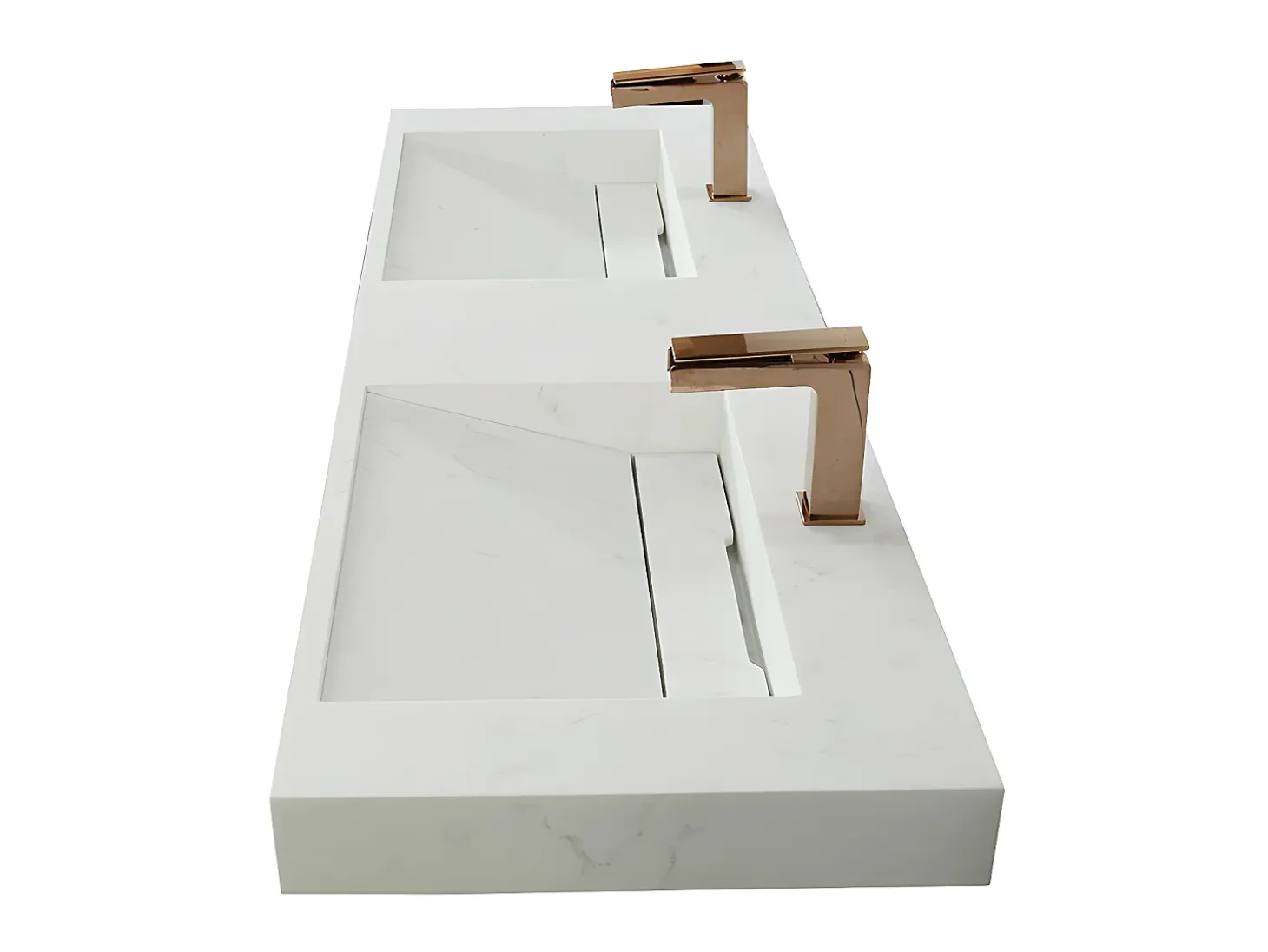 Lavatório duplo suspenso 120 cm em superfície sólida efeito mármore branco - KODIAK