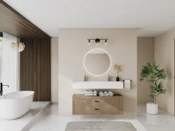 Lavatório duplo suspenso em solid surface - Lavatório branco - 120 cm - YAMDROK