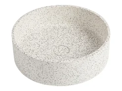 Lavatório redondo de pousar em terazzo branco D39 x A12 cm DUKAT