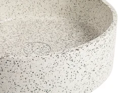 Lavatório redondo de pousar em terazzo branco D39 x A12 cm DUKAT