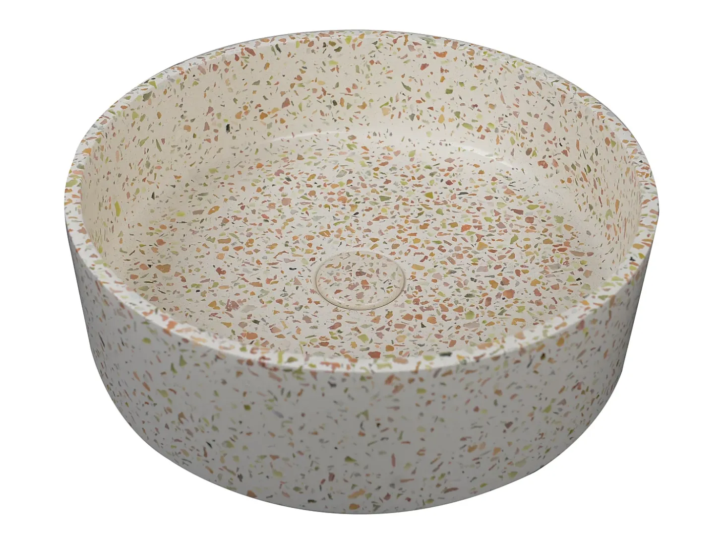 Lavatório redondo de pousar em terrazo cor-de-rosa D39 x A12 cm DUKAT