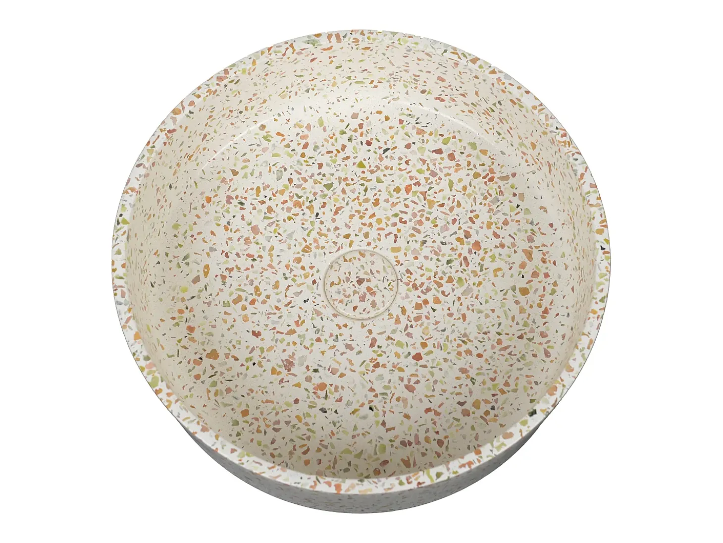 Lavatório redondo de pousar em terrazo cor-de-rosa D39 x A12 cm DUKAT