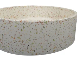 Lavatório redondo de pousar em terrazo cor-de-rosa D39 x A12 cm DUKAT