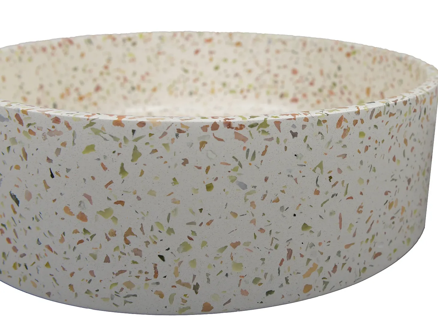 Lavatório redondo de pousar em terrazo cor-de-rosa D39 x A12 cm DUKAT