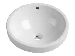 Lavatório semi-encastrado redondo em cerâmica branco - D46 cm - CATONAC