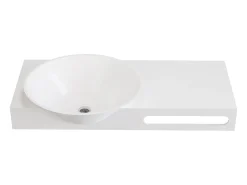 Lavatório suspenso branco em solid surface com toalheiro - 100 cm - YUMIKO