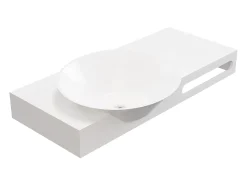 Lavatório suspenso branco em solid surface com toalheiro - 100 cm - YUMIKO