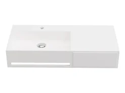 Lavatório suspenso branco em solid surface com toalheiro - 90 cm - GANDAKI