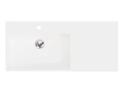 Lavatório suspenso branco em solid surface com toalheiro - 90 cm - GANDAKI