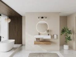 Lavatório suspenso branco em solid surface com toalheiro - 90 cm - GANDAKI