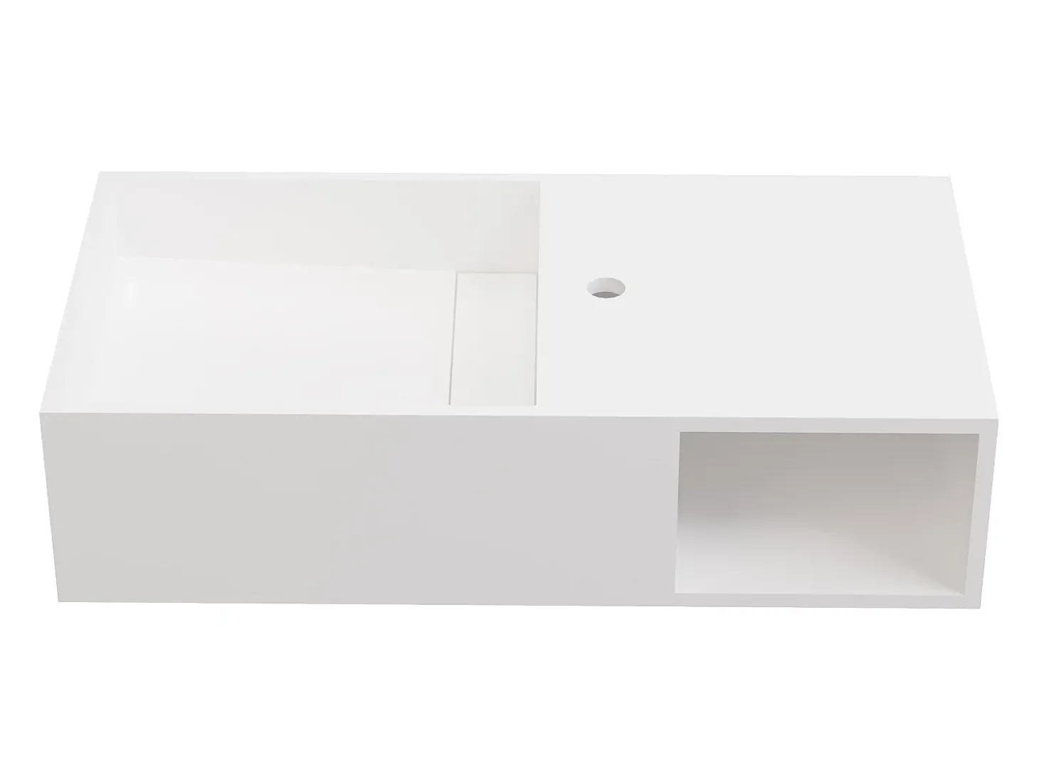 Lavatório suspenso branco em solid surface com nicho de arrumação - 80 cm - GOYOKO