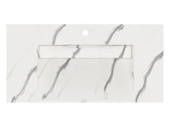 Lavatório suspenso em superfície sólida efeito mármore branco - 90 cm - TAKOTNA