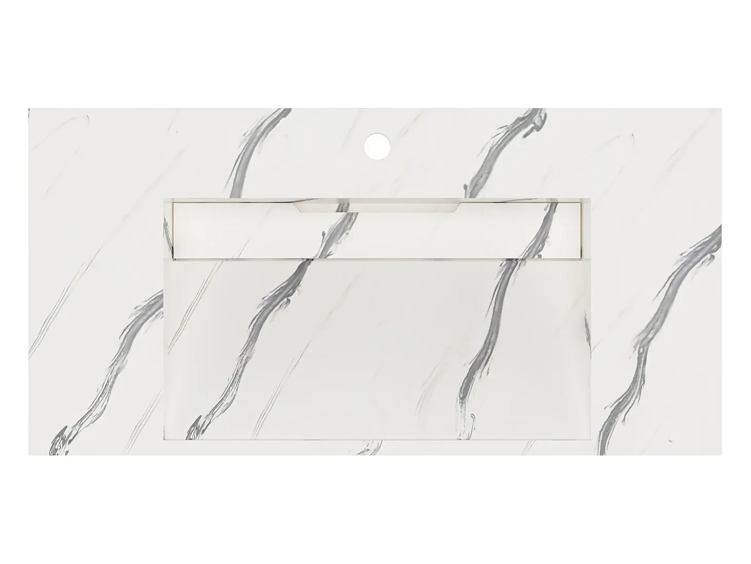 Lavatório suspenso em superfície sólida efeito mármore branco - 90 cm - TAKOTNA